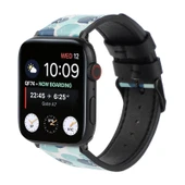 Apple Watch Deri Baskılı Kordon H Modeli 42mm 44mm 45mm Uyumlu - 1