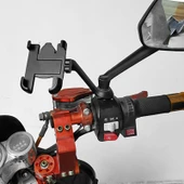 Motosiklet Arka Görüş Aynası Alüminyum Alaşımlı Siyah Braket - 9