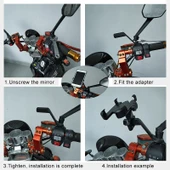 Motosiklet Arka Görüş Aynası Alüminyum Alaşımlı Siyah Braket - 7