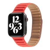 Apple Watch Deri Loop Kordon Kırmızı 38mm 40mm 41mm Uyumlu - 1