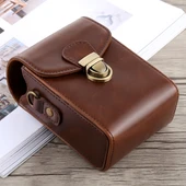 Canon G7X II G9X Mark II Sony RX100 M2 Uyumlu Kahverengi PU Deri Kamera Çantası El ve Boyun Askılı - 2