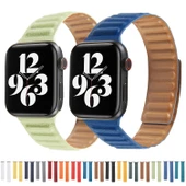 Apple Watch Deri Loop Kayış Kırmızı 42mm 44mm 45mm Uyumlu - 4