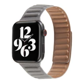 Apple Watch Deri Loop Kayış Gri 38mm 40mm 41mm Uyumlu - 1