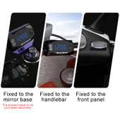 Motosiklet Çok Fonksiyonlu 2'si 1 Arada Dijital Voltmetre ve Elektronik Saat Mavi Işık 6-30V IP67 - 7