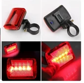 7 Modlu 5 Ledli Bisiklet Arka Stop İkaz Lambası Işığı - 3