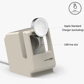 Retro Stil Silika Jel Apple Watch Şarj Standı Tutucu Siyah - 3