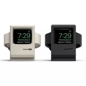 Retro Stil Silika Jel Apple Watch Şarj Standı Tutucu Siyah - 7