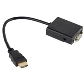 26cm HDMI to VGA Video Dönüştürücü Kablo 3.5mm Ses Çıkışı Destekli Full HD 1080P Siyah - 3