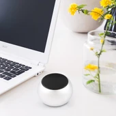 Mini Metal Kablosuz Bluetooth Hoparlör Gümüş Led Gösterge Eller Serbest - 10