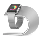 Apple Watch 38mm ve 42mm U Şekilli Alüminyum Şarj Standı Gümüş - 1