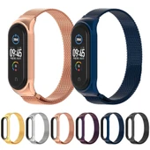 Mijobs Milan CS Metal Manyetik Saat Kordonu Xiaomi Mi Band 3 4 5 6 Gül Altın - 8