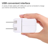 10W USB Şarj Adaptörü Katlanabilir Fişli ABD Prizi Beyaz - 4