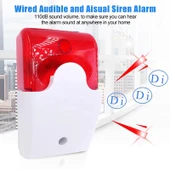 Mini Kablolu Kırmızı Strobe Siren Beyaz Hırsız Alarmı İçin - 5