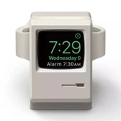 Retro Stil Silika Jel Apple Watch Şarj Standı Tutucu Gri - 1