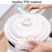 Mutfak Masa Üstü Yüksek Sıcaklık Dayanıklı Papatya Silikon Altlık Mavi Küçük 10x10 cm - 4