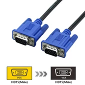 5 Metre Yüksek Kalite VGA 15 Pin Erkek - VGA 15 Pin Erkek Kablo Siyah - 2