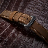 Crazy Horse Katmanlı Mat Gümüş Tokalı Deri Saat Kayışı 26mm Siyah - 4