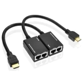 Cat5e 6 LAN Kablosu ile HDMI Uzatıcı 30 Metre 1080P Siyah - 1