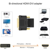 HDMI Dişi to DVI 24+1 Pin Erkek Adaptör Altın Kaplama Siyah - 3