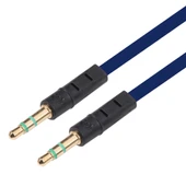 1 Metre Koyu Mavi Noodle Stil 3.5mm Erkek Aux Ses Kablosu Telefon Tablet Kulaklık Uyumlu - 1
