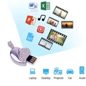 Gumus Kalp Sekilli Pirlanta Takili USB Flash Bellek 8GB - 4