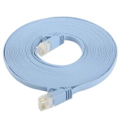 CAT6 Ultra İnce Düz Ethernet Ağ LAN Kablosu 5 Metre Bebek Mavisi - 4