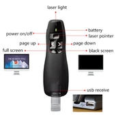 Multimedya Sunum Kumandası Lazer İşaretçi USB Alıcılı Siyah 15 Metre Kontrol Mesafesi R400 - 8