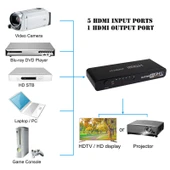 5 Port Full HD 1080P HDMI Anahtarı 1.3 Versiyon Siyah Kumandalı - 7