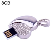 Gumus Kalp Sekilli Pirlanta Takili USB Flash Bellek 8GB - 1