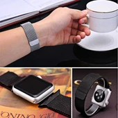 Apple Watch 38mm Milanese Loop Manyetik Paslanmaz Çelik Saat Kordonu Gri - 6