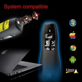 Multimedya Sunum Kumandası Lazer İşaretçi USB Alıcılı Siyah 15 Metre Kontrol Mesafesi R400 - 9