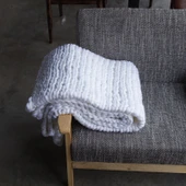 Moda El Yapımı Polyester Battaniye 60x60 cm Gri - 4
