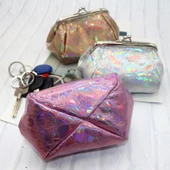 Yaratıcı Büyük Kapasiteli Gümüş Lazer Kumaş Bozuk Para Cüzdanı ve Makyaj Çantası 13x9x9.5 cm - 6