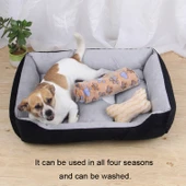 Köpek Kemik Desenli Büyük Yumuşak Sıcak Evcil Hayvan Köpek Kedi Mat Battaniye XS 50x40x15cm Siyah Gri - 8