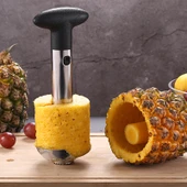 Paslanmaz Çelik Ananas Soyucu Dilimleyici Mutfak Aracı Sarı Saplı - 11