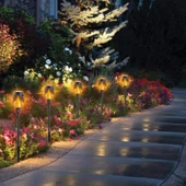2 Adet Dış Mekan Bahçe Güneş Enerjili Alev Işığı Su Geçirmez Peyzaj Lambası 12 LED - 6
