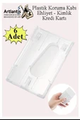 Şeffaf Kart Kılıfı Kimlik Ehliyet Kredi Kartı Koruyucu 6 Adet Pvc Plastik Kart Koruma Kabı - 1
