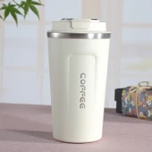 Akıllı Versiyon Çift Katmanlı 304 Paslanmaz Çelik Beyaz Termos Kupa 380ml - 1