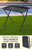 İronika Metal Gövdeli Portatif Katlanabilir Kamp Piknik Balkon Sehpası Masası Siyah - 1