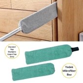 Saplı Mikrofiber Başlıklı Girintili Yüzey Temizleme Mopu Toz Alma Fırçası - 5