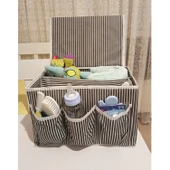 Tutturma Aparatlı Bebek Beşik Başucu Düzenleyici Kapaklı 5 Bölmeli Organizer - 4