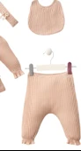 %100 Natural Pamuk 5’li Kız Bebek Zıbın Takımı 1-3 Ay Yumuşak & Şık Hediyelik Set - 4