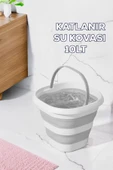 Porsima 1175 Damla Katlanabilir Silikon Su Kovası Gri Beyaz Beyaz - Gri - 1