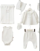 Elegant %100 Natural Pamuk 10’lu Bebek Zıbın Seti 1-3 Ay Şıklık ve Konfor Hediyelik - 7