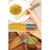 Bambu Chopstick Çubuk Yemek Çubuğu Yıkanabilir Tekrar Kullanılabilir (3 Çift- 6 Adet ) - 13