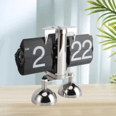 Valkyrie Retro Metanik Yaprak Saat Ev Ofis Masa Saati Paslanmaz Çelik Çift Bacak Siyah - 4