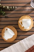 Porsima 101964 Bambu Tabaklı Porselen 6 Kişilik Fincanı Takımı-90 - 1