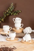 Porsima 101964 Bambu Tabaklı Porselen 6 Kişilik Fincanı Takımı-90 - 2