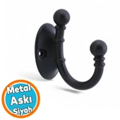Vestiyer Dolap Askılık Askılığı Duvar Banyo Mutfak Elbise Kıyafet Çanta Askısı Askı Siyah - 1