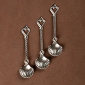 Porsima 4320 3lu Gümüş Metal Deniz Kabuğu Şeker Kaşığı - 1